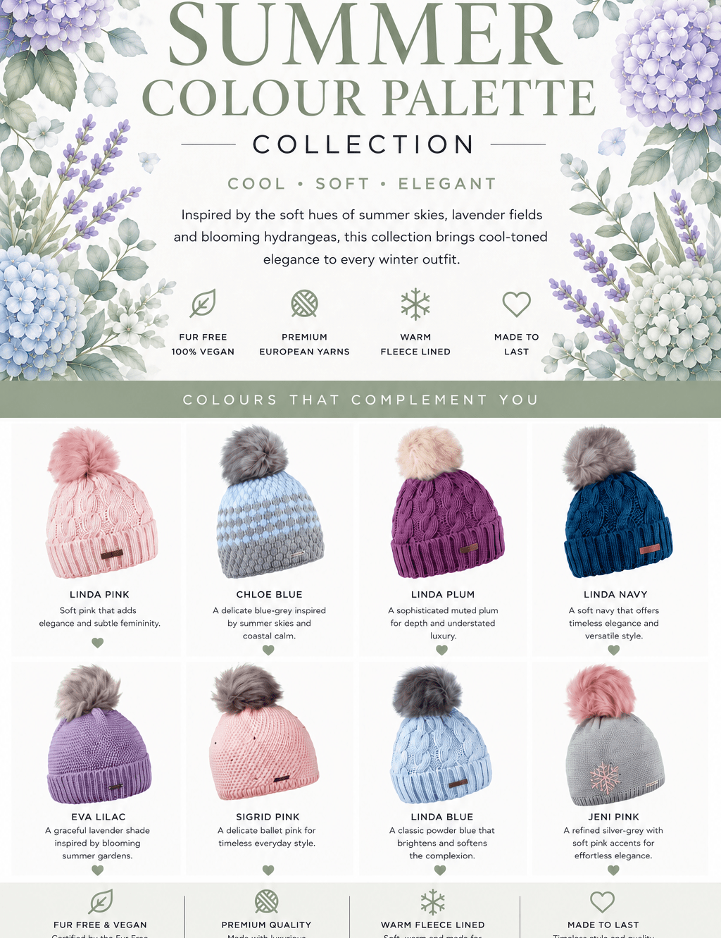 Summer Colour Palette Explained: How to Find the Colours That Naturally Flatter You! - Sabbot Headwear
