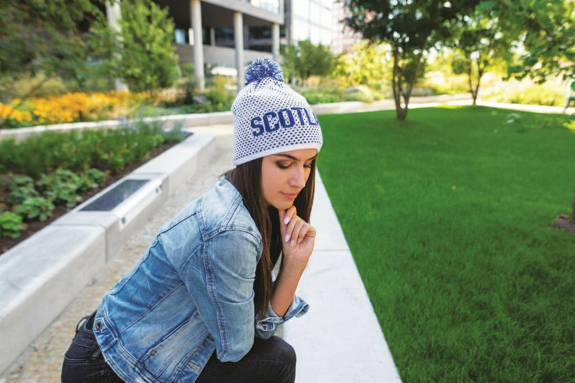 Sabbot Headwear Woman wearing a Scotland knitted hat Sabbot Headwear