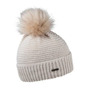 Eva women's knitted bobble hat with faux fur pom pom, by Sabbot