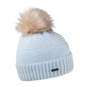 Eva women's knitted bobble hat with faux fur pom pom, by Sabbot