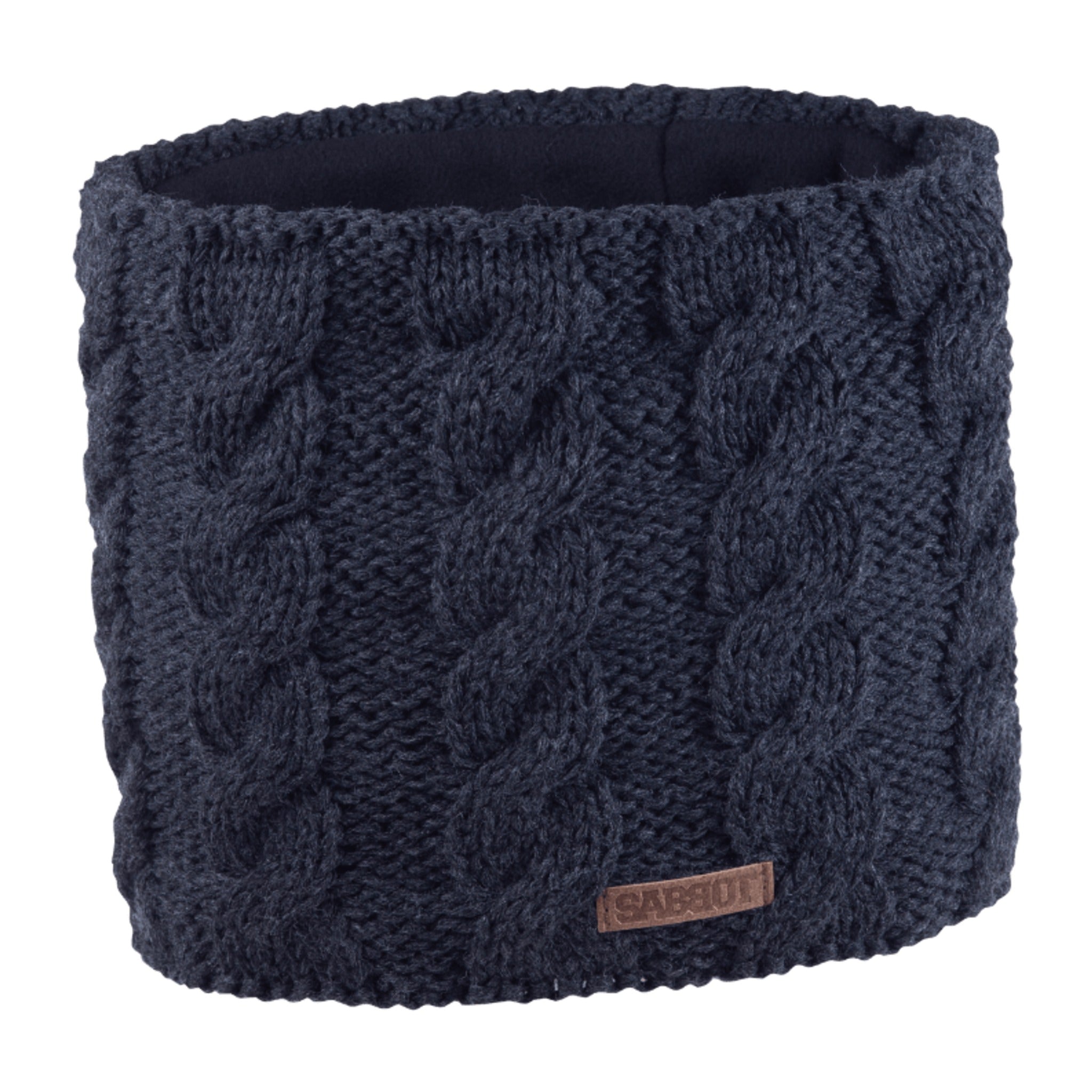 Linda cable knit snood, fleece lined, by Sabbot