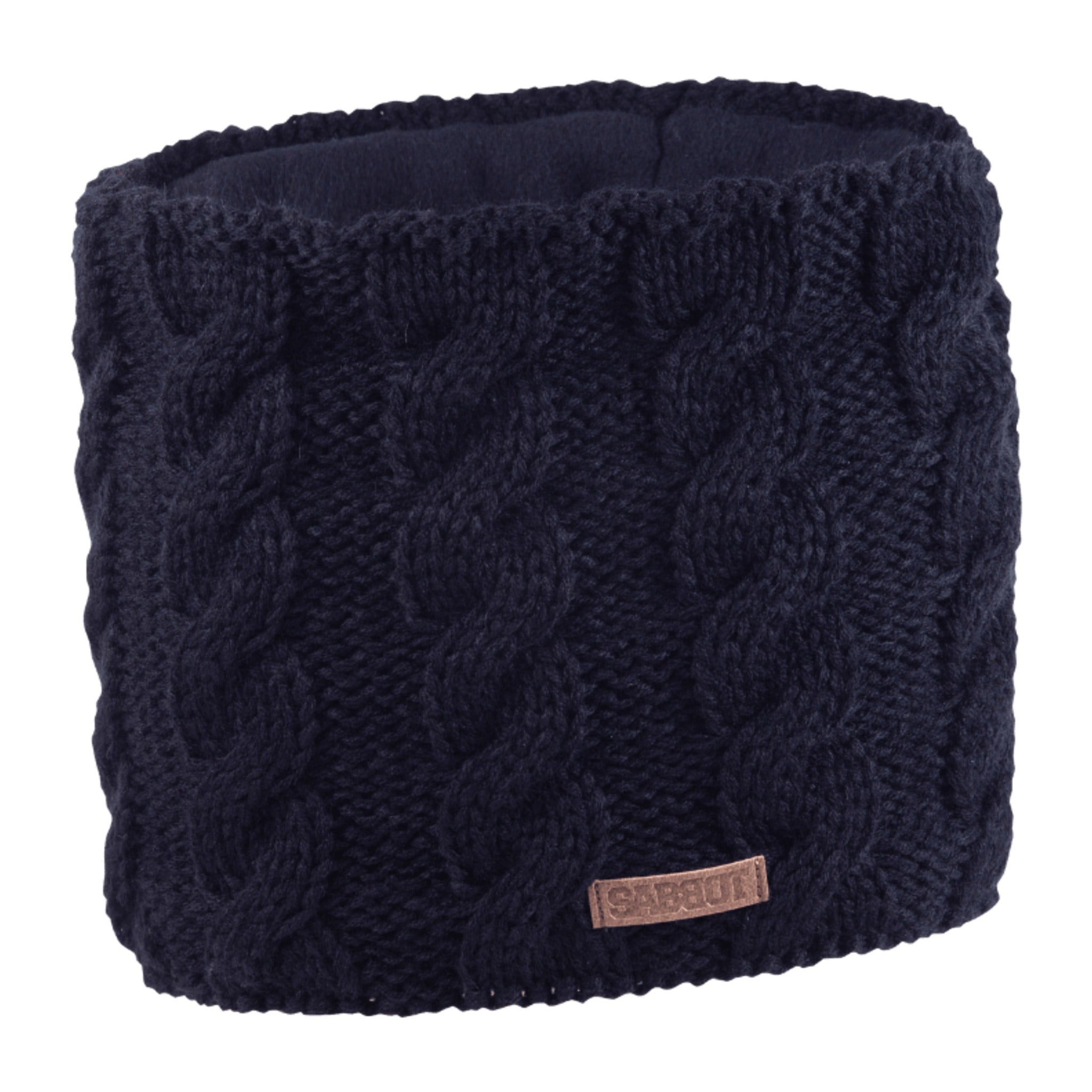 Linda cable knit snood, fleece lined, by Sabbot