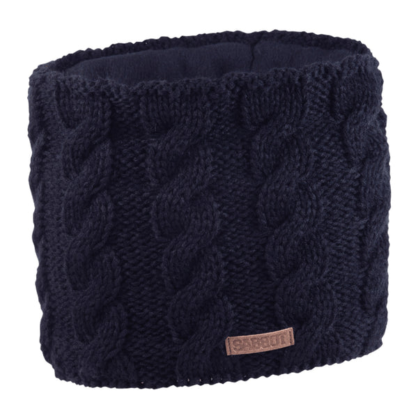 Linda cable knit snood, fleece lined, by Sabbot