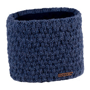 Petra overlap knit snood with copper badge, fleece lined, by Sabbot