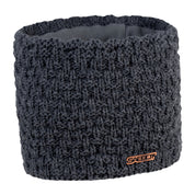 Petra overlap knit snood with copper badge, fleece lined, by Sabbot