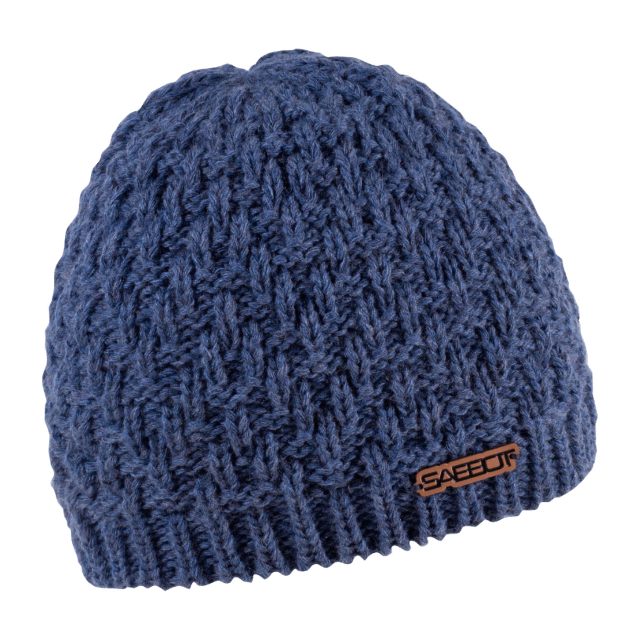 Petra textured knit beanie with copper badge, by Sabbot