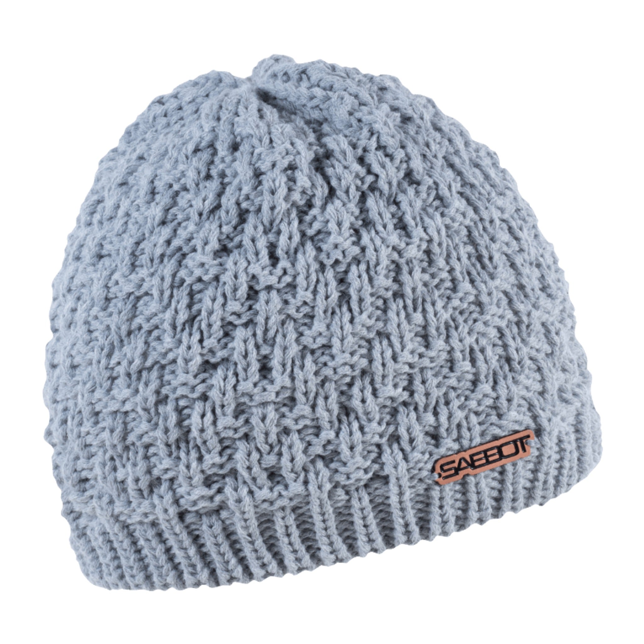 Petra textured knit beanie with copper badge, by Sabbot