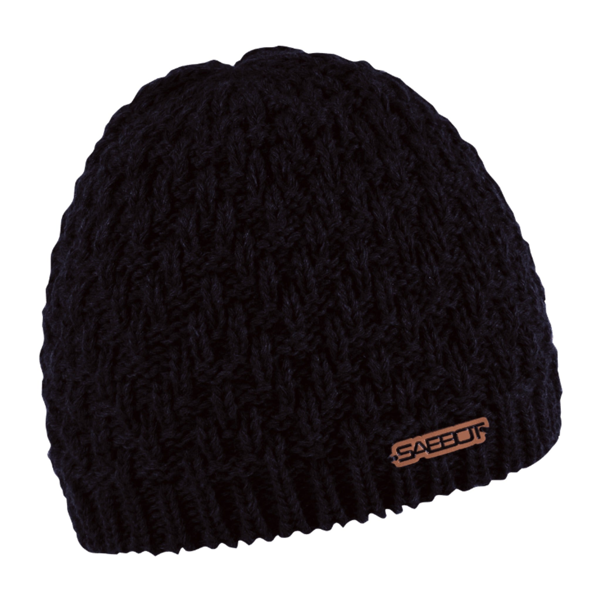 Petra textured knit beanie with copper badge, by Sabbot