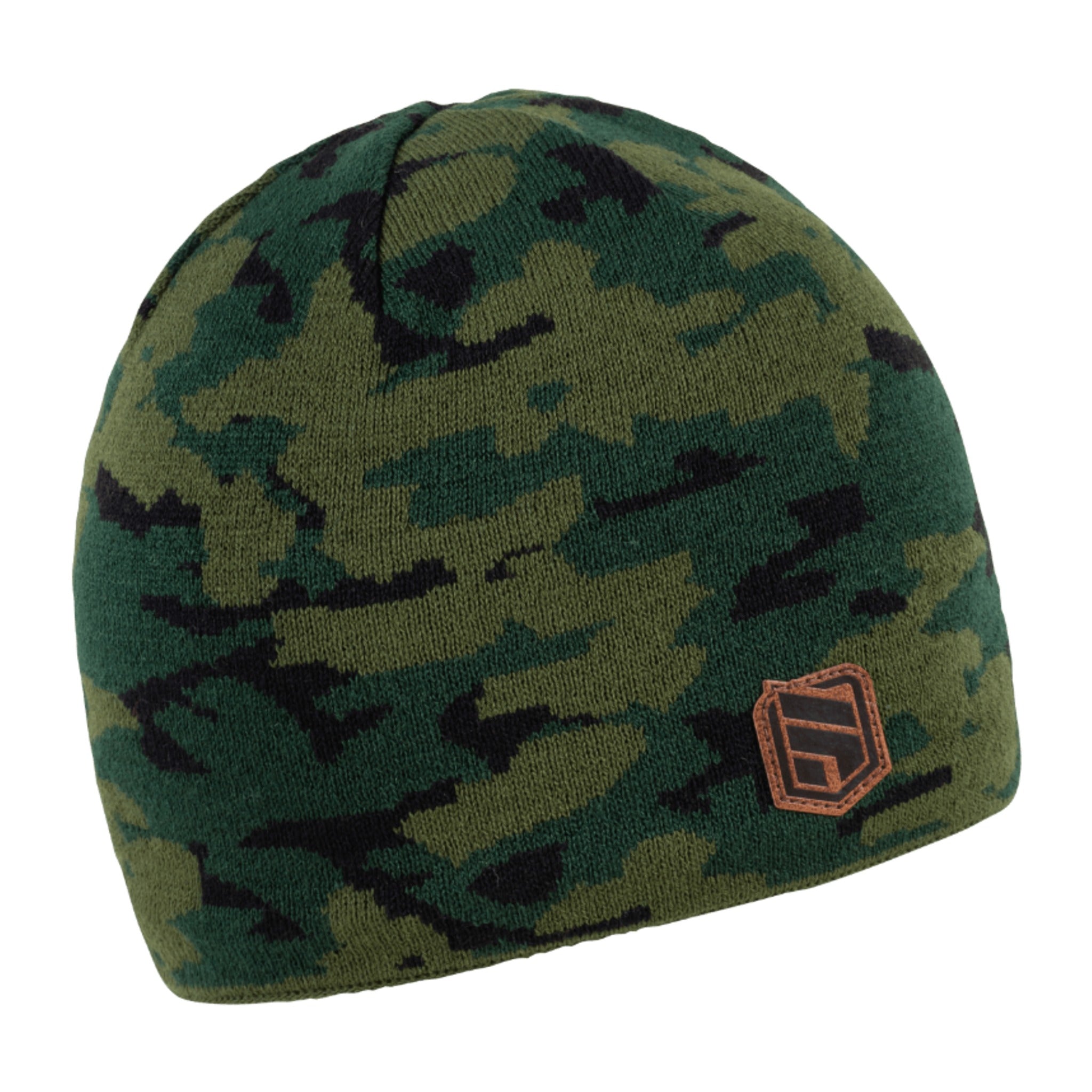 Calli camo knit beanie, fleece lined, by Sabbot