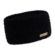 Petra overlap knit headband ear warmer with copper badge, by Sabbot