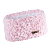 Petra overlap knit headband ear warmer with copper badge, by Sabbot