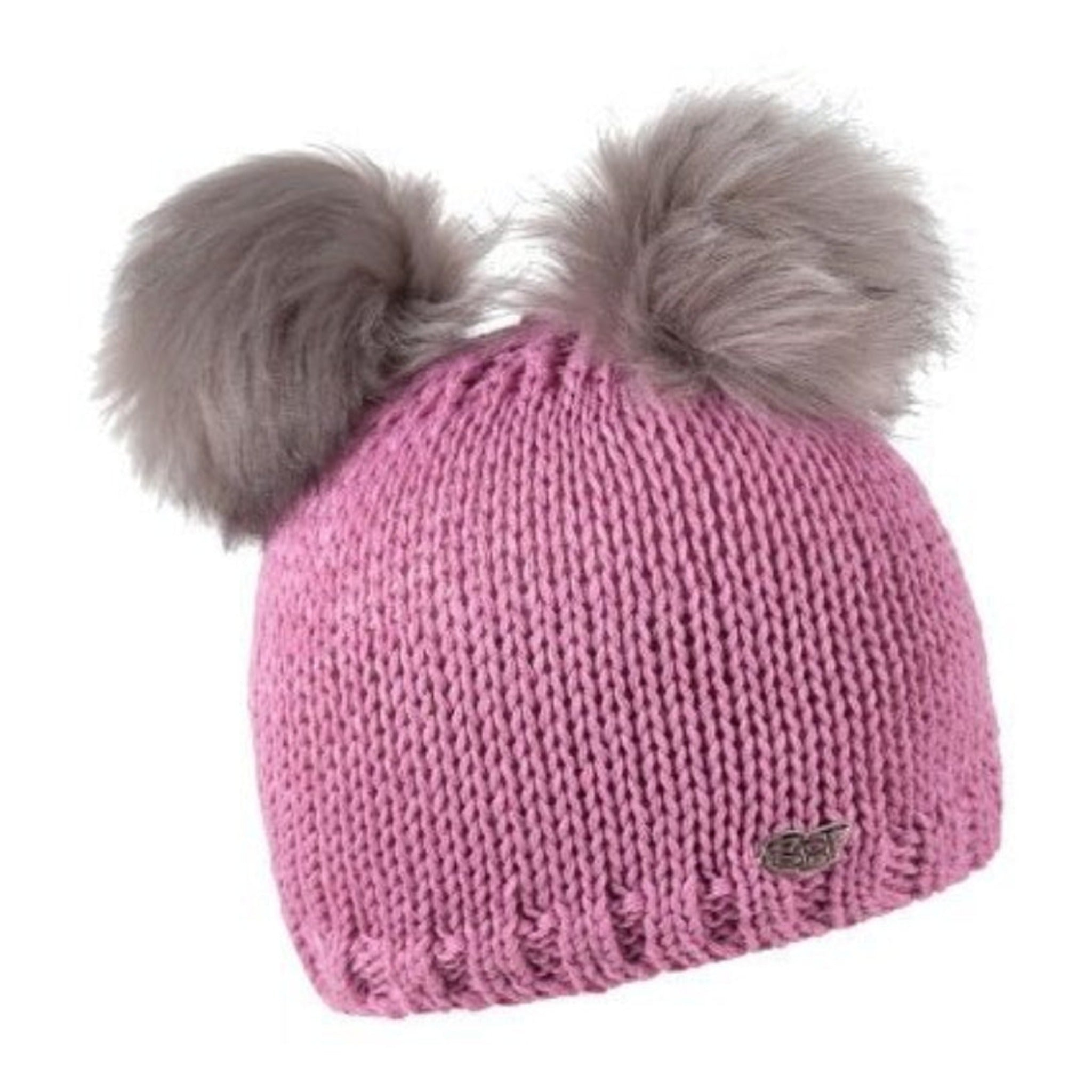 Frankie children's double faux fur pom pom bobble hat, by Sabbot