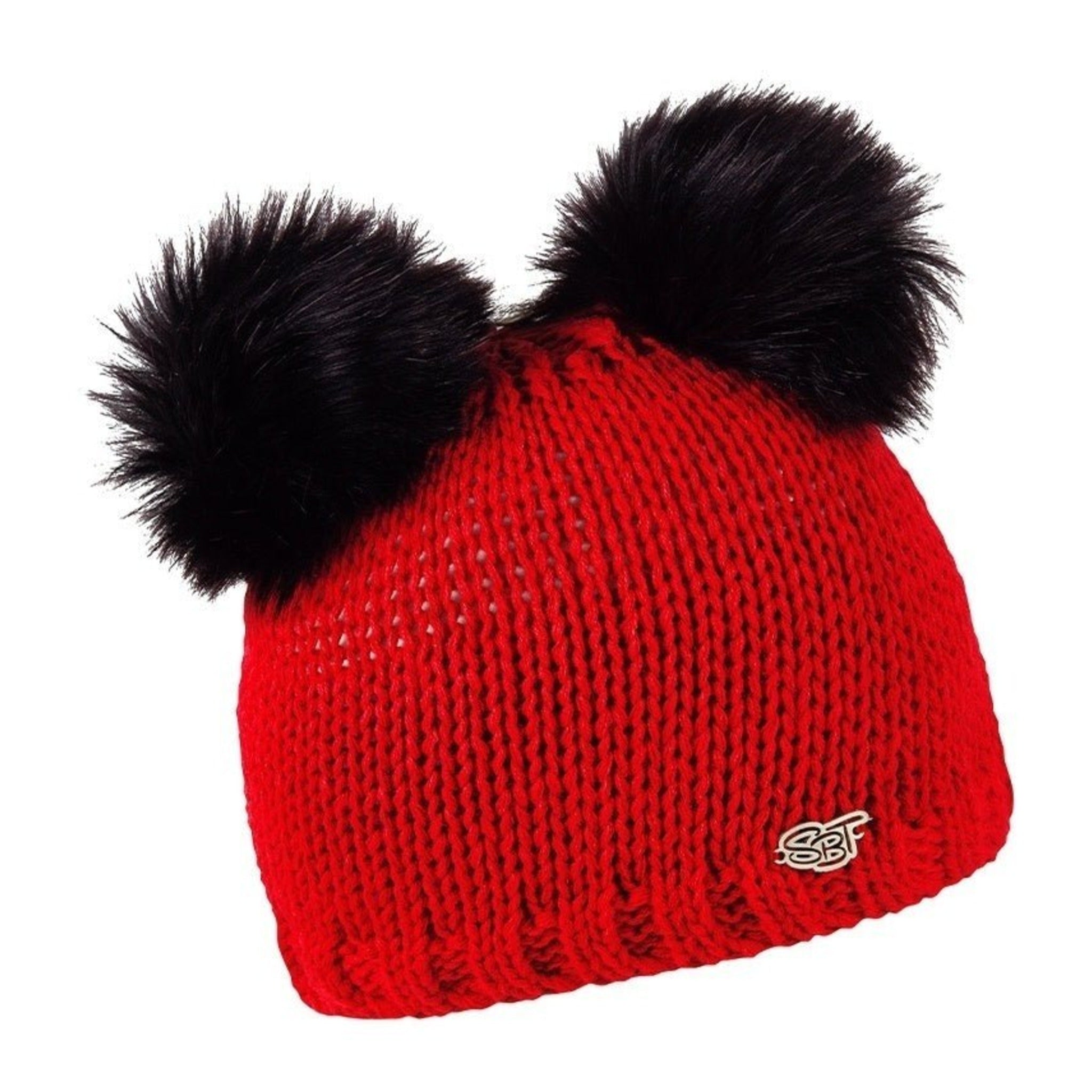 Frankie children's double faux fur pom pom bobble hat, by Sabbot