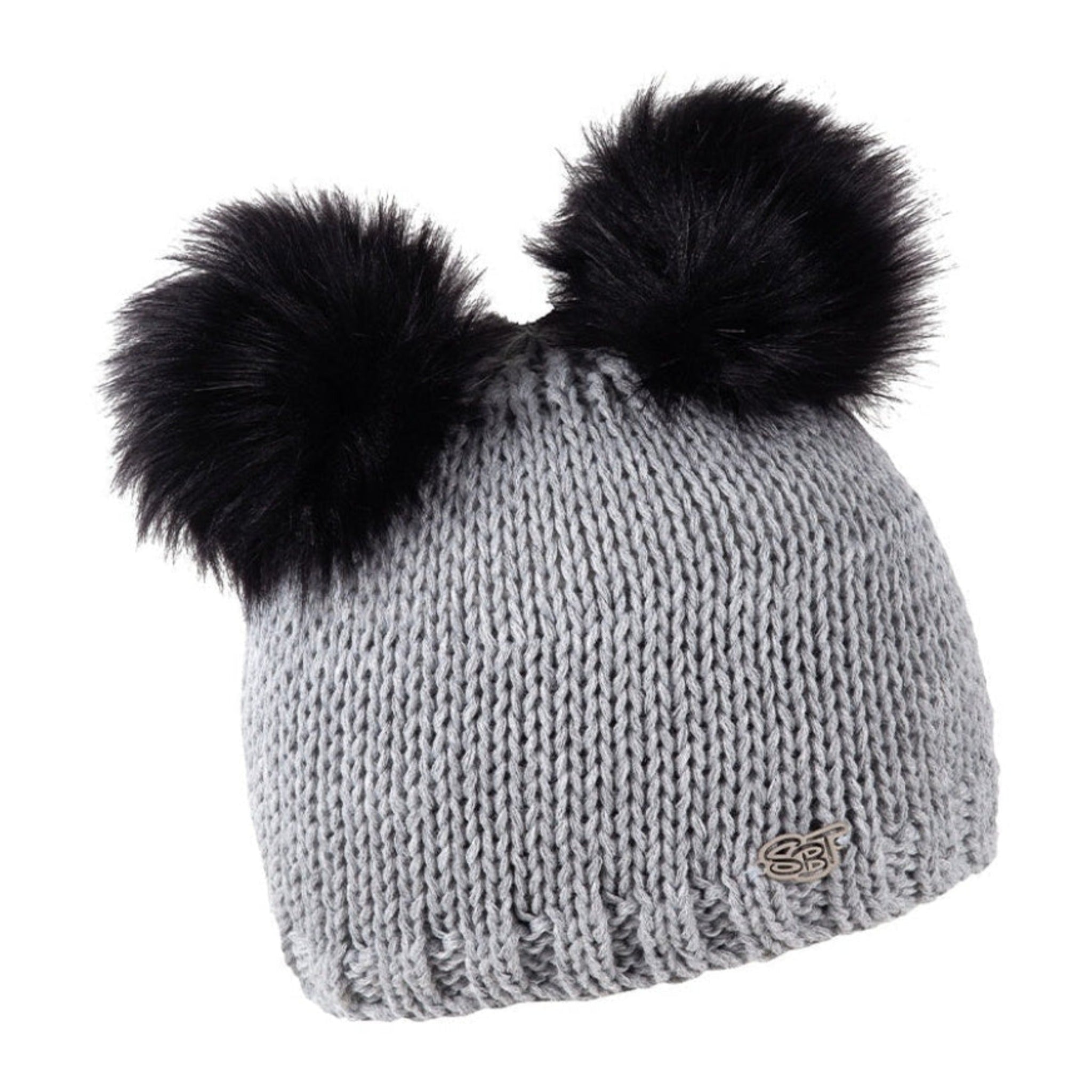 Frankie children's double faux fur pom pom bobble hat, by Sabbot