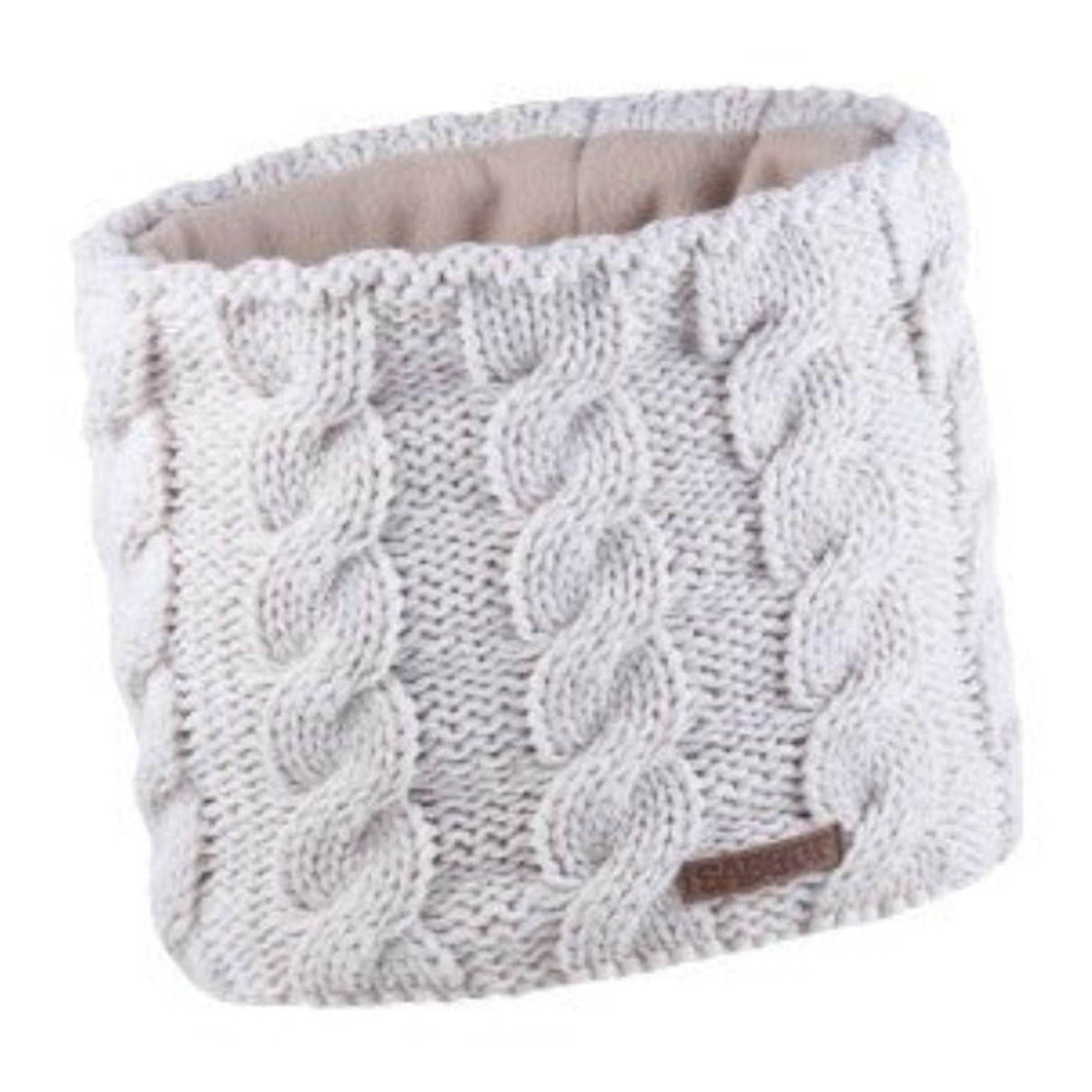 Linda cable knit snood, fleece lined, by Sabbot