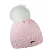 Lenka women's turn-up knit bobble hat with faux fur pom pom, by Sabbot