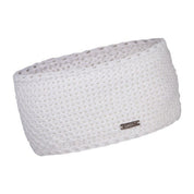 Sienna seed knit headband ear warmer with silver badge, by Sabbot