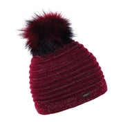 Blanka women's sparkle knit bobble hat with faux fur pom pom, by Sabbot