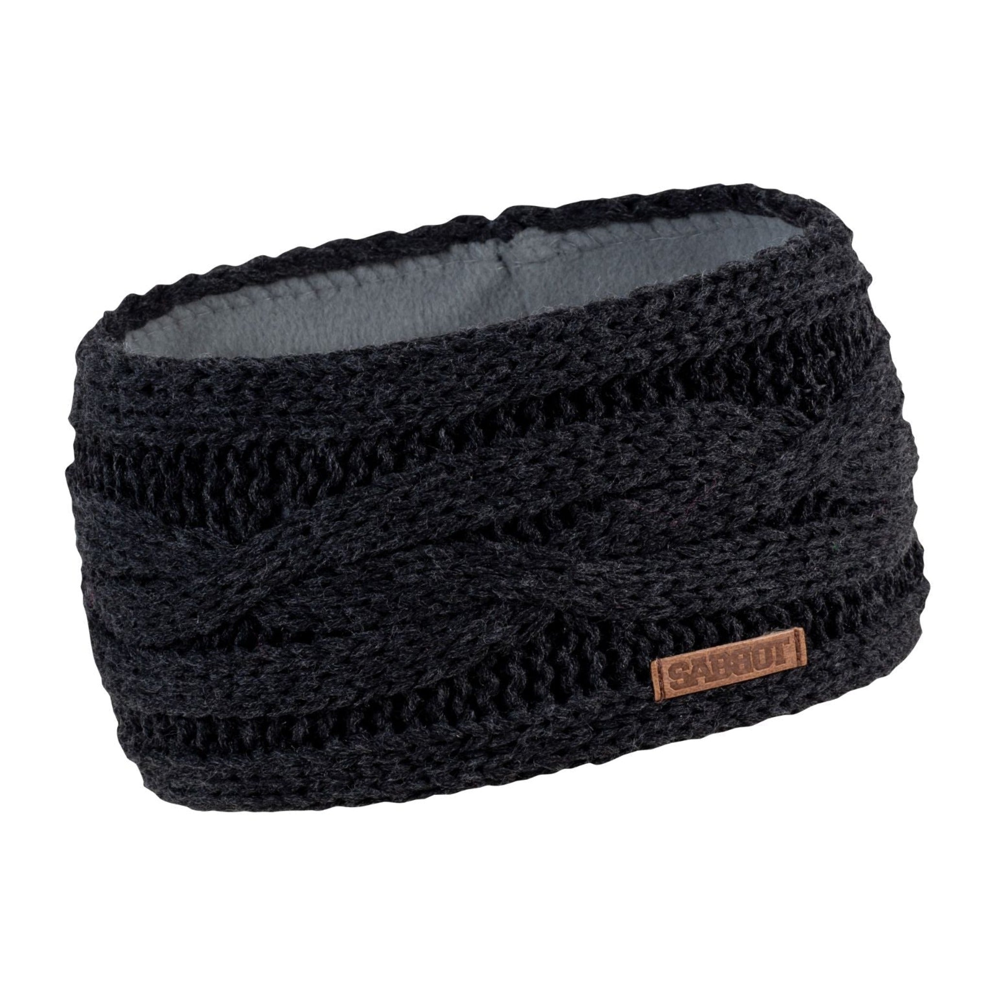 Linda cable knit headband ear warmer, fleece lined, by Sabbot