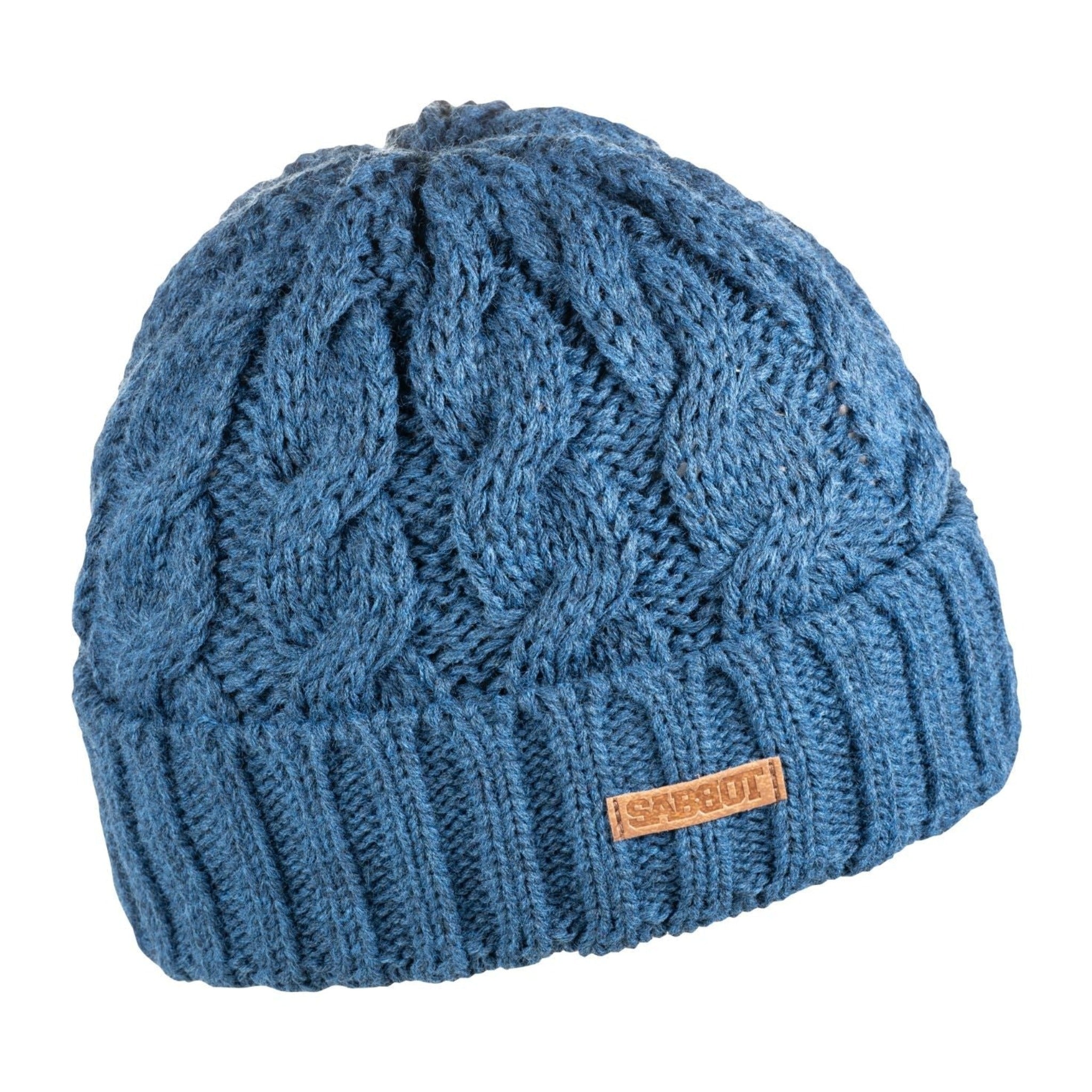 Sasa cable knit beanie with fleece-lined band, by Sabbot
