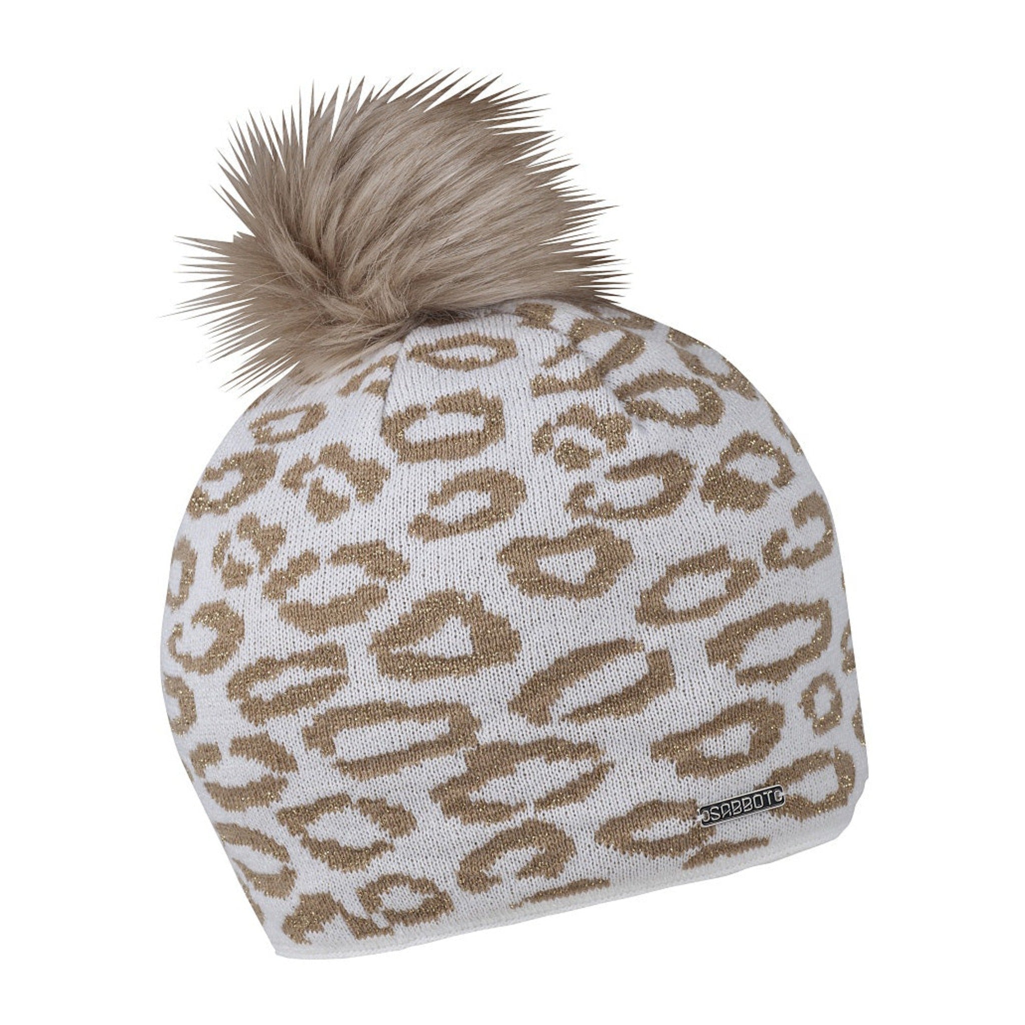 Gold with faux fur pom pom, by Sabbot