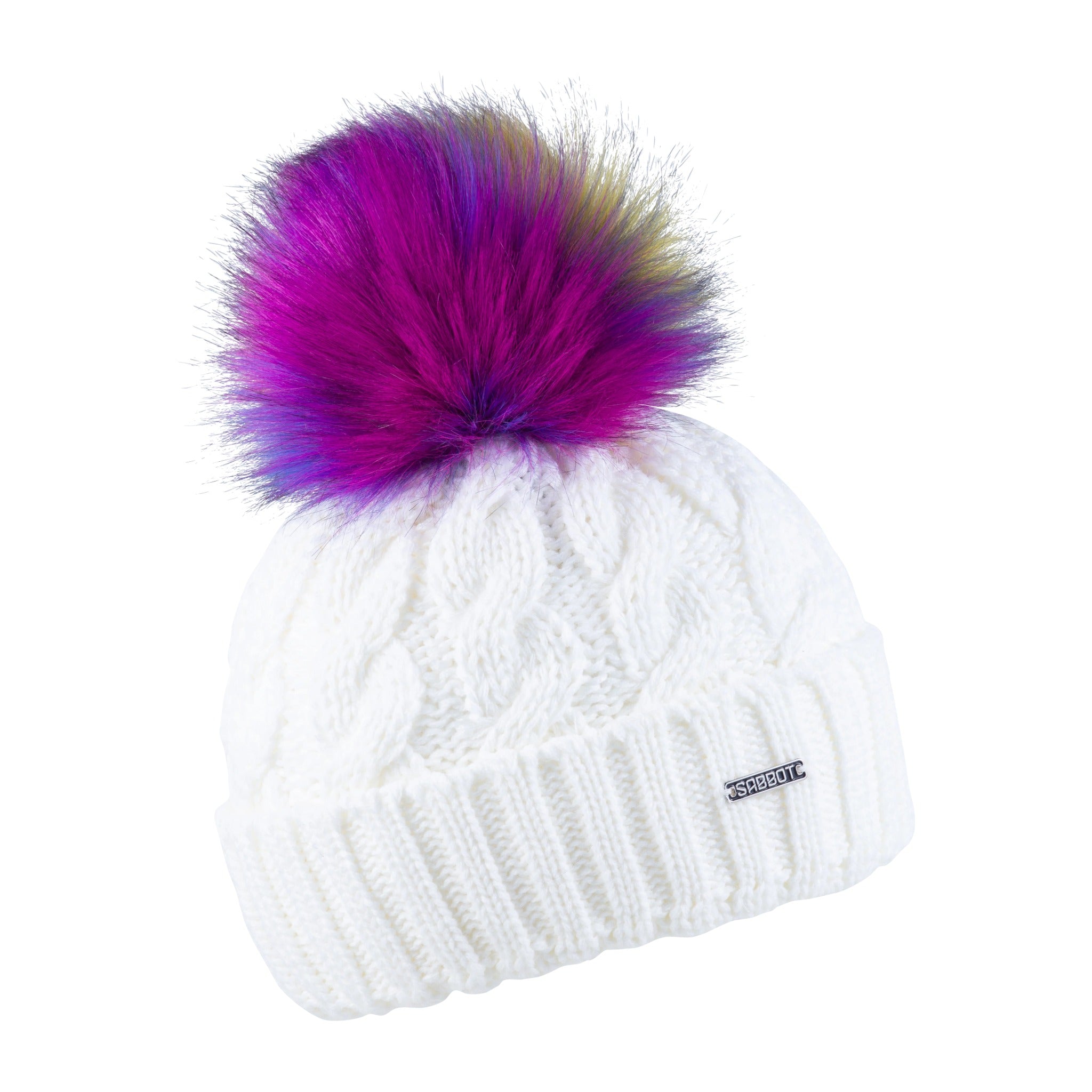 Linda Rainbow bobble hat, by Sabbot