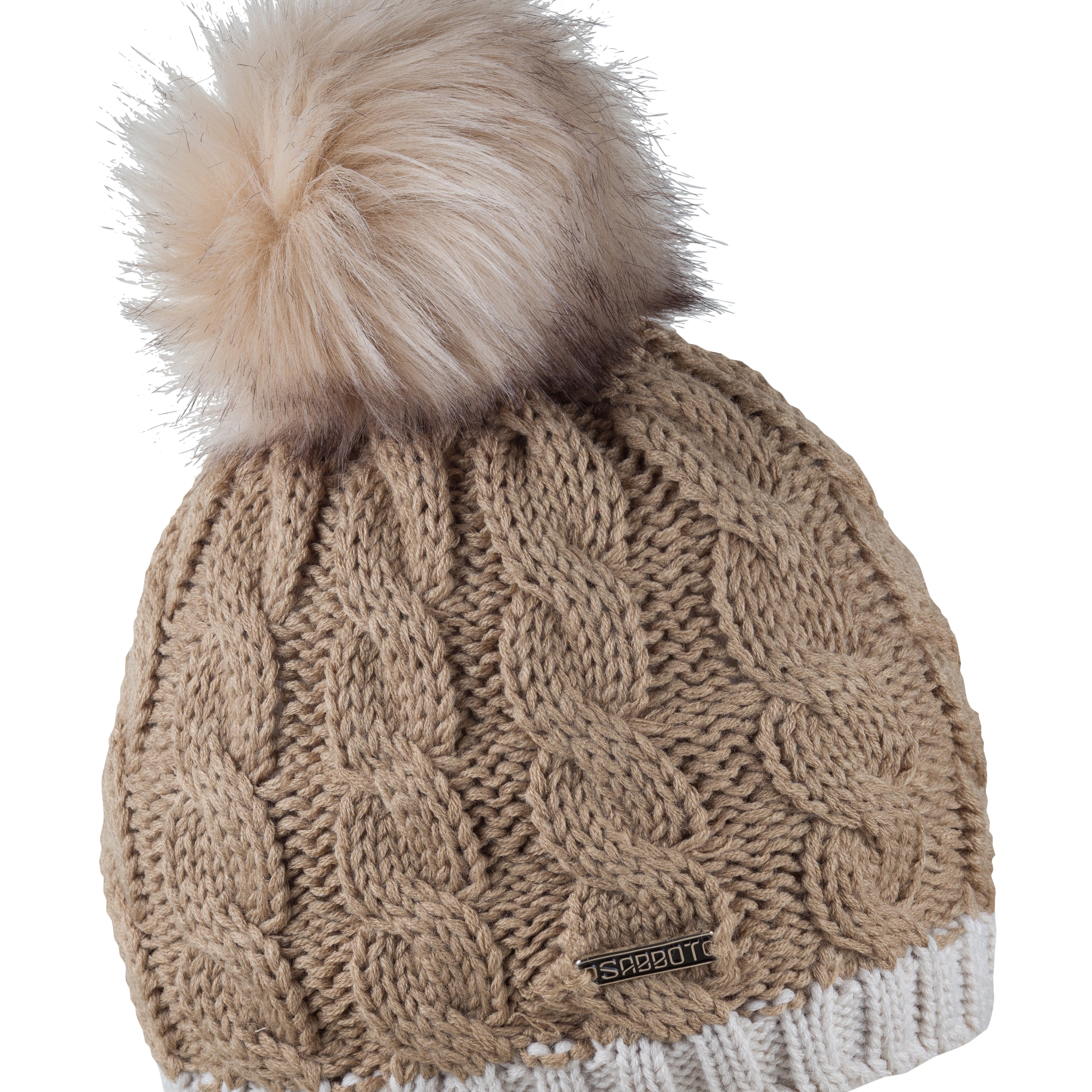 Sand with faux fur pom pom, by Sabbot