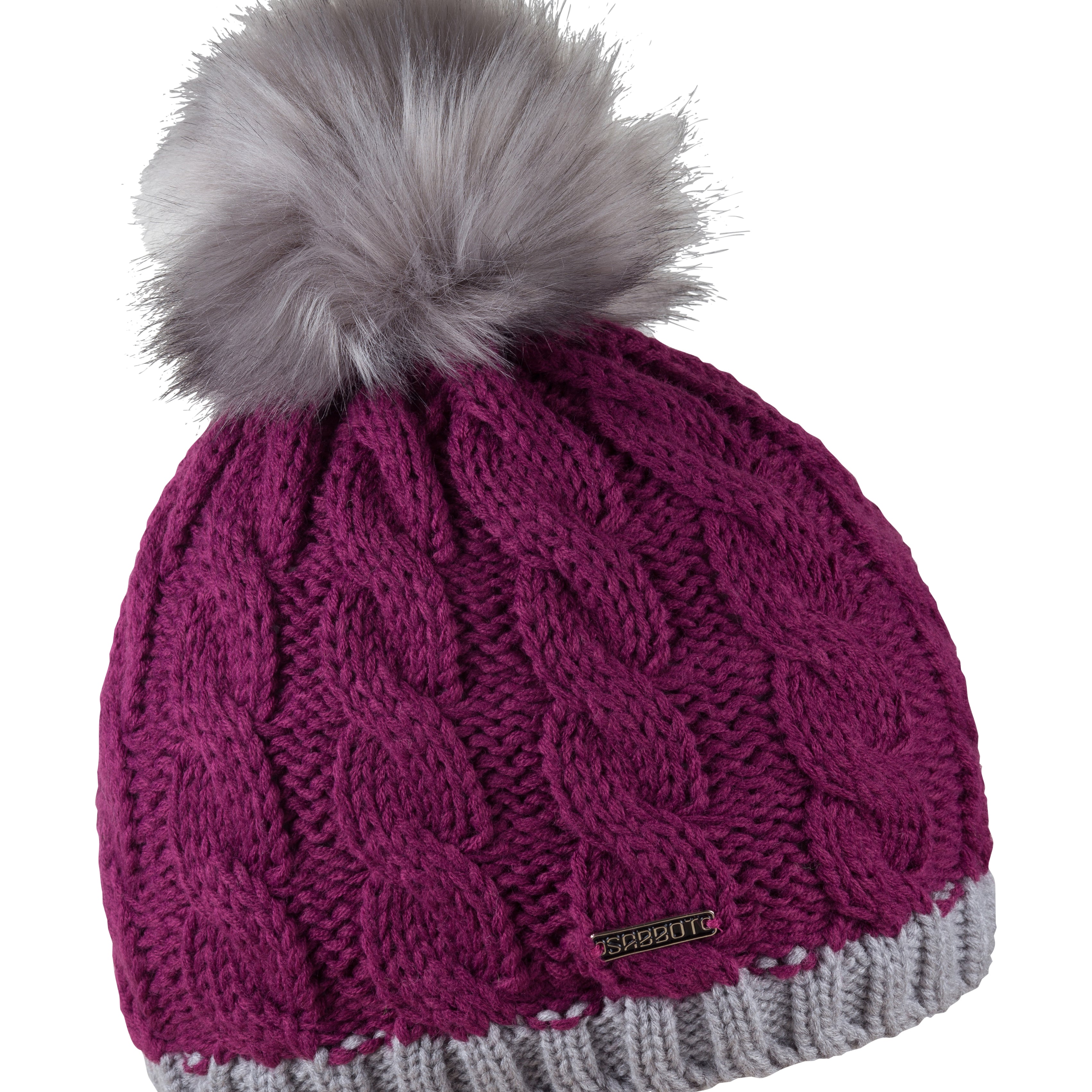 Grey with faux fur pom pom, by Sabbot
