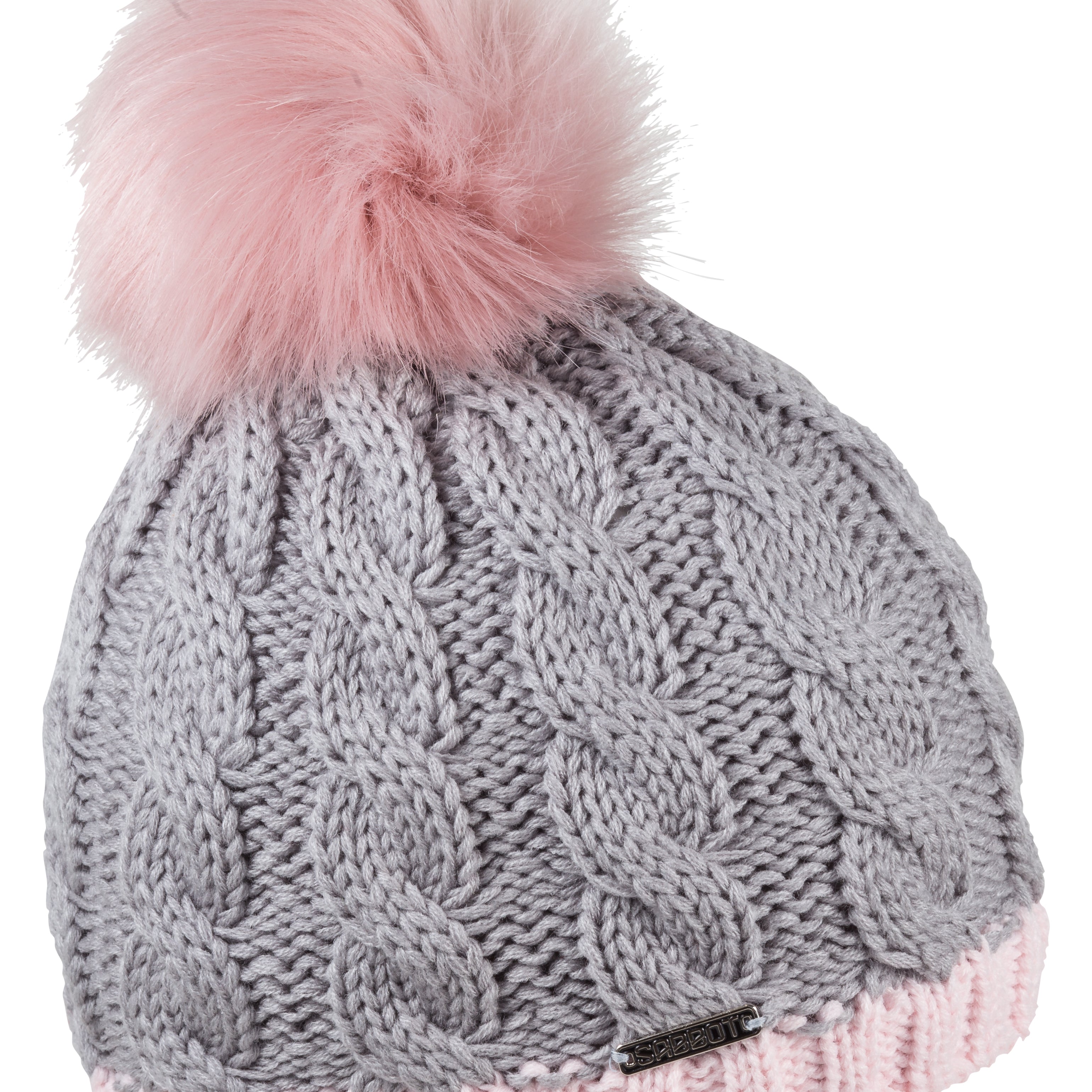 Rose with faux fur pom pom, by Sabbot