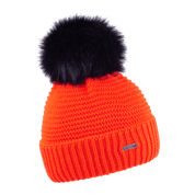 Eva Krazi Neon bobble hat in Neon Orange with faux fur pom pom, by Sabbot