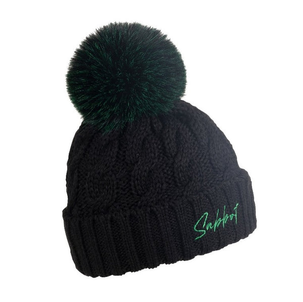 Sabbot Headwear green linda black bobble hat