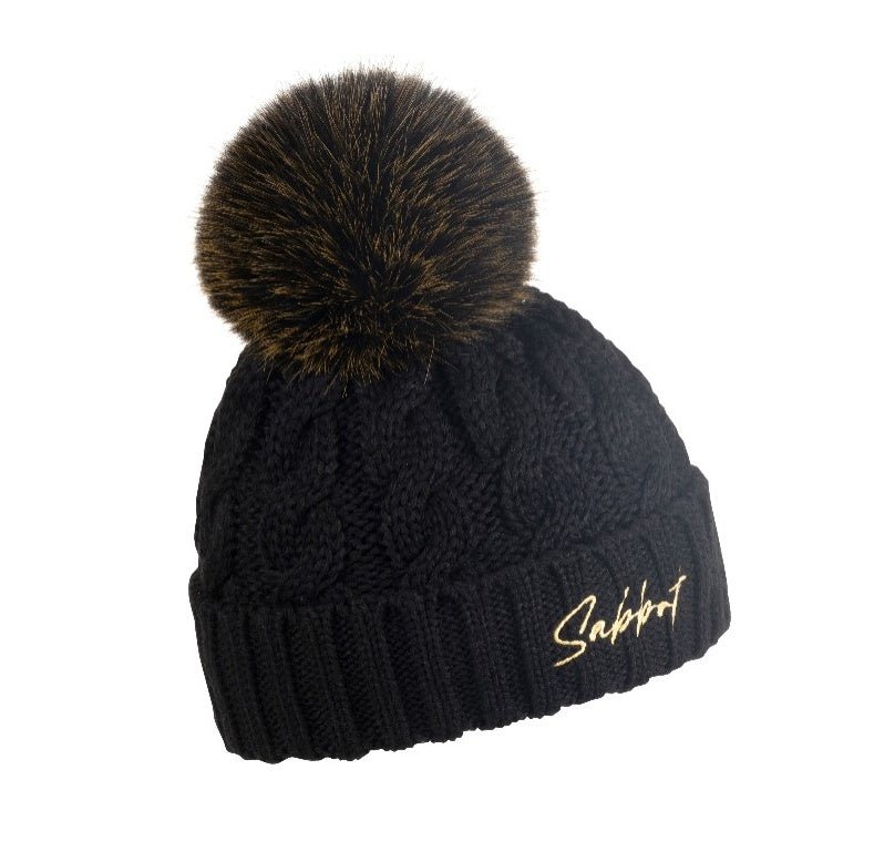 LINDA BLACK BOBBLE HAT - Sabbot Headwear