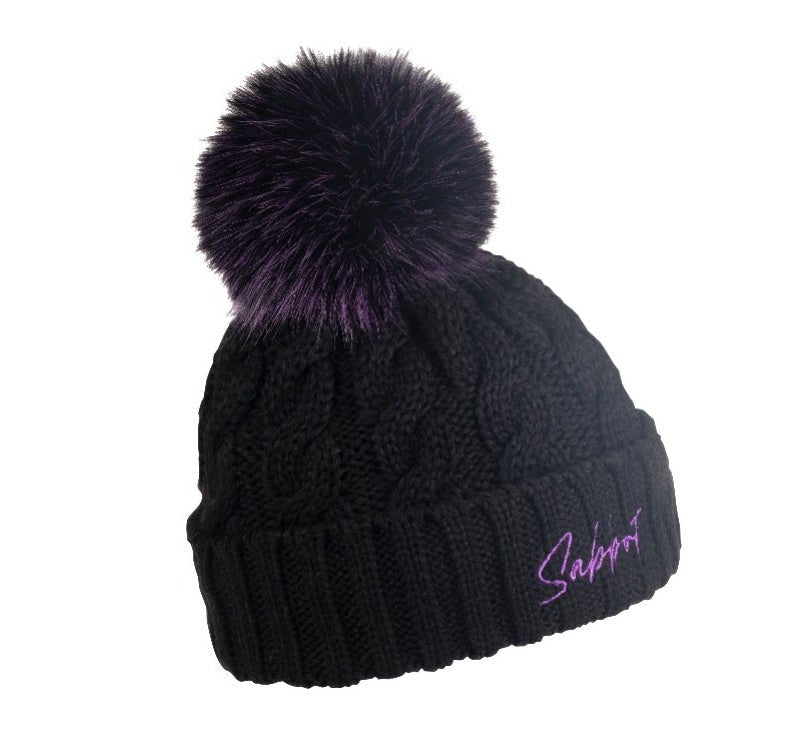 LINDA BLACK BOBBLE HAT - Sabbot Headwear