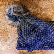 SABBOT Chloe bubble knit bobble hat and matching snood gift set in Navy and Grey